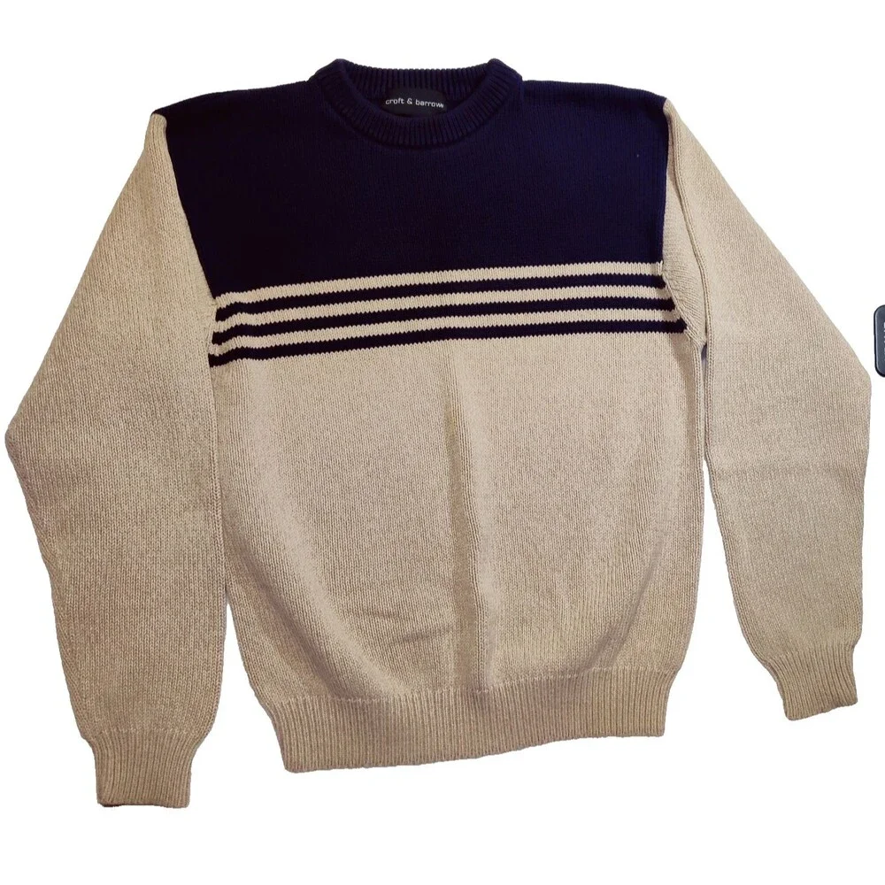 Vintage 90's Croft & Barrow 100% Cotton Knit Band Sweater Size S Long Sleeve